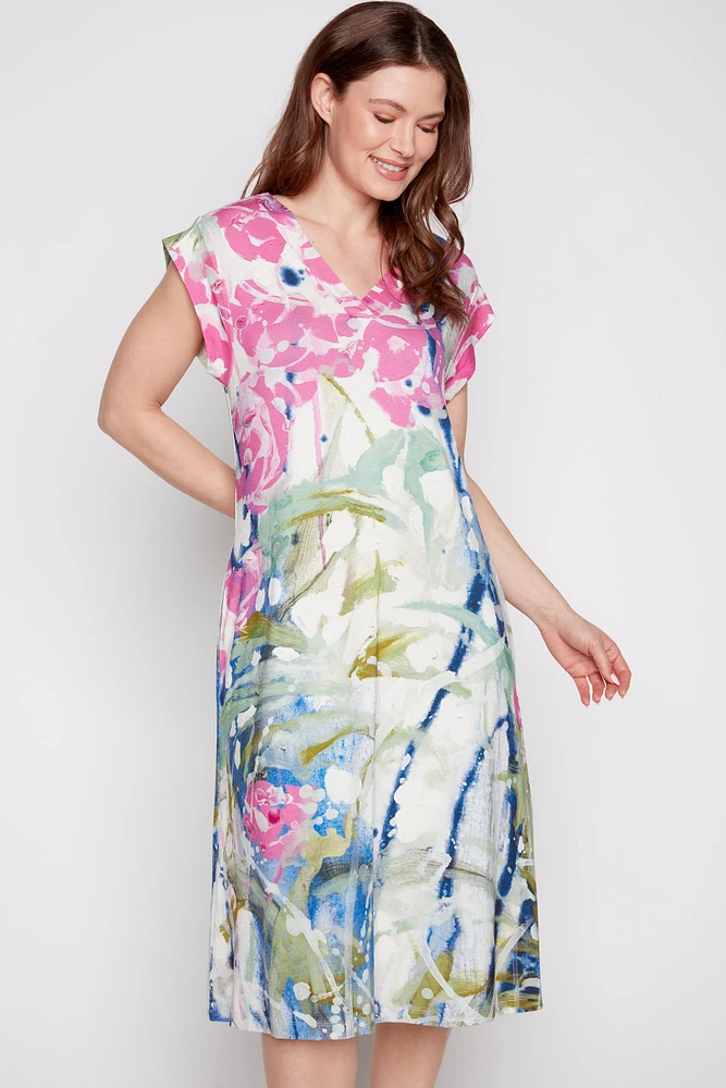 Floral design bamboo dress