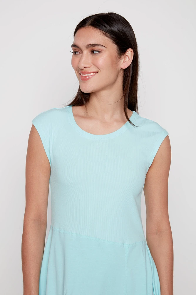 Asymmetric hem solid dress