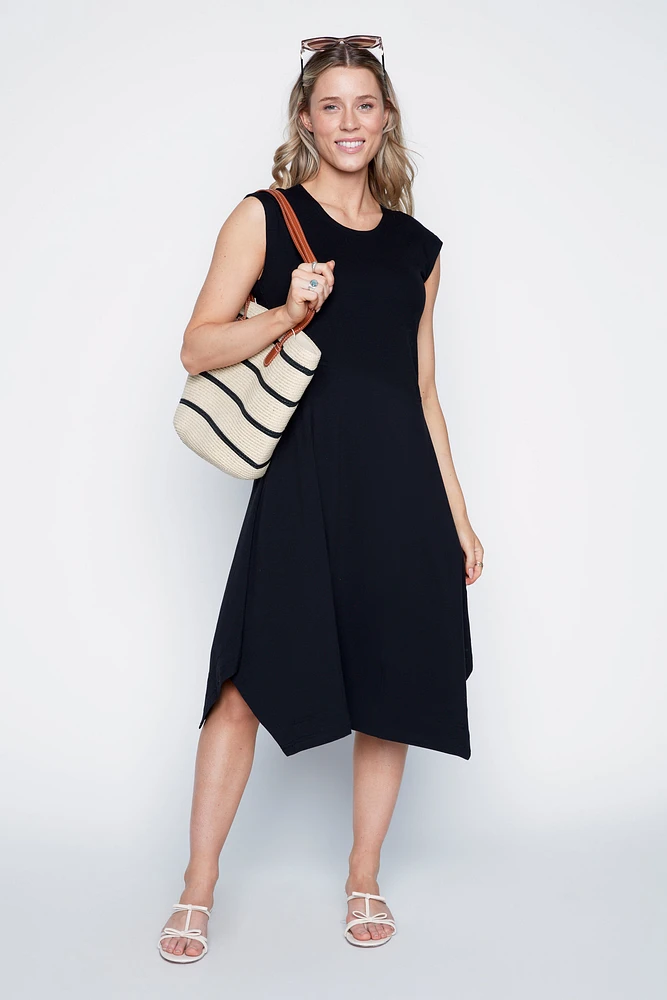 Asymmetric hem solid dress