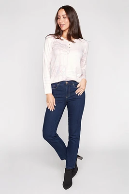 Five pocket straight leg jean