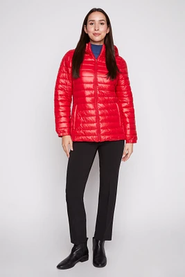 Zip front horizontal quilt jacket