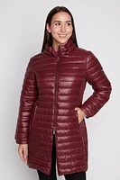 Zip front horizontal quilt long jacket