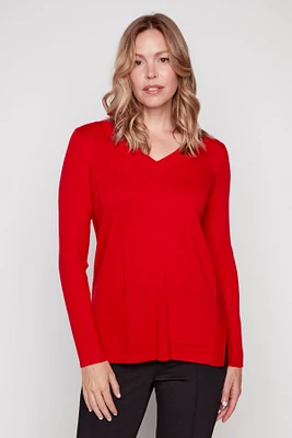 Solid tunic with front pocket