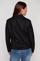 Boiled wool button front jacket