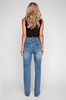 Straight leg cotton blend jean