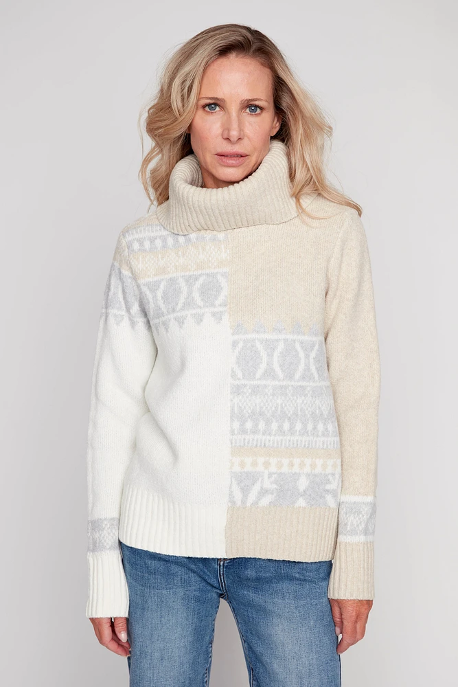 Aztec design wool blend sweater