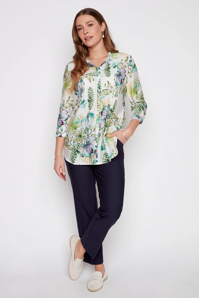 Floral pintuck blouse