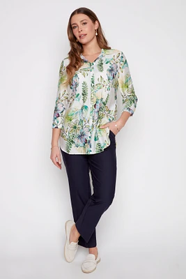 Floral pintuck blouse