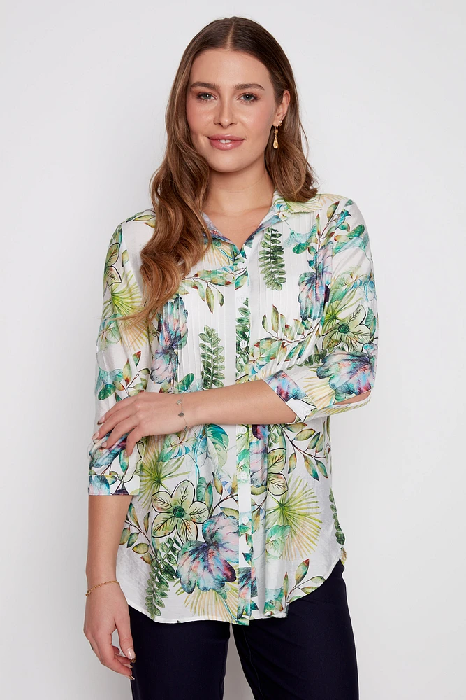 Floral pintuck blouse