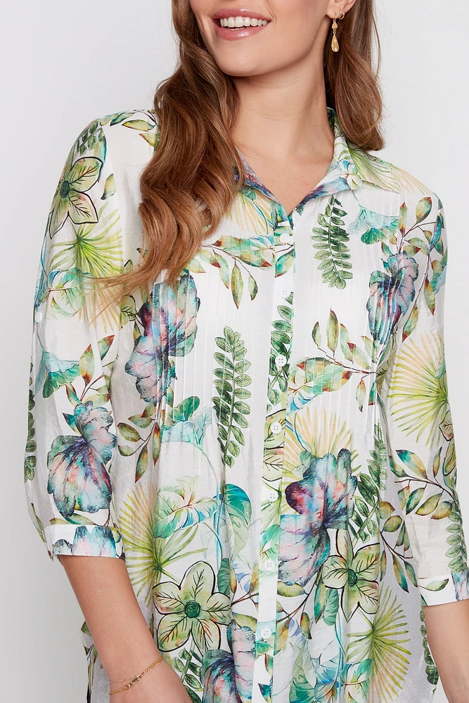 Floral pintuck blouse