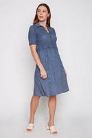 Washed linen polo dress