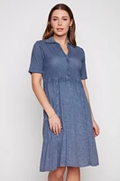 Washed linen polo dress