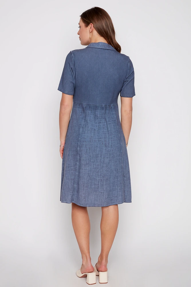 Washed linen polo dress