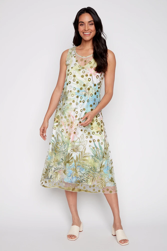 Printed a-line mesh dress