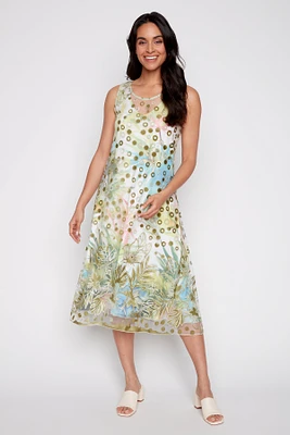 Printed a-line mesh dress