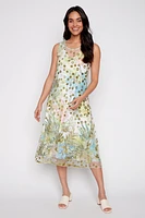 Printed a-line mesh dress
