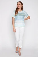 Burnout stripe rhinestone top