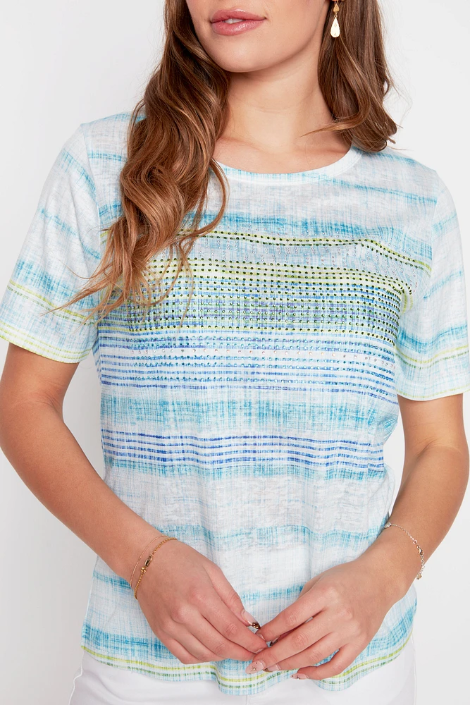 Burnout stripe rhinestone top