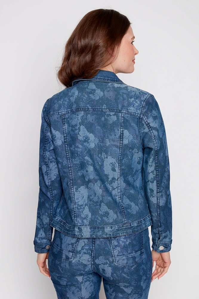 La veste en denim réversible fleurie