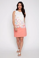 Floral border crochet lined top