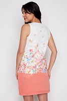 Floral border crochet lined top