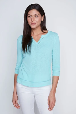 Solid linen blend top