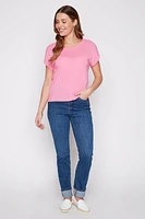 Solid linen blend top