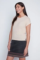 Solid linen blend top