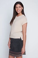 Solid linen blend top