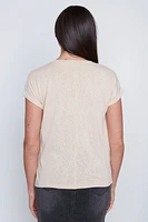 Solid linen blend top