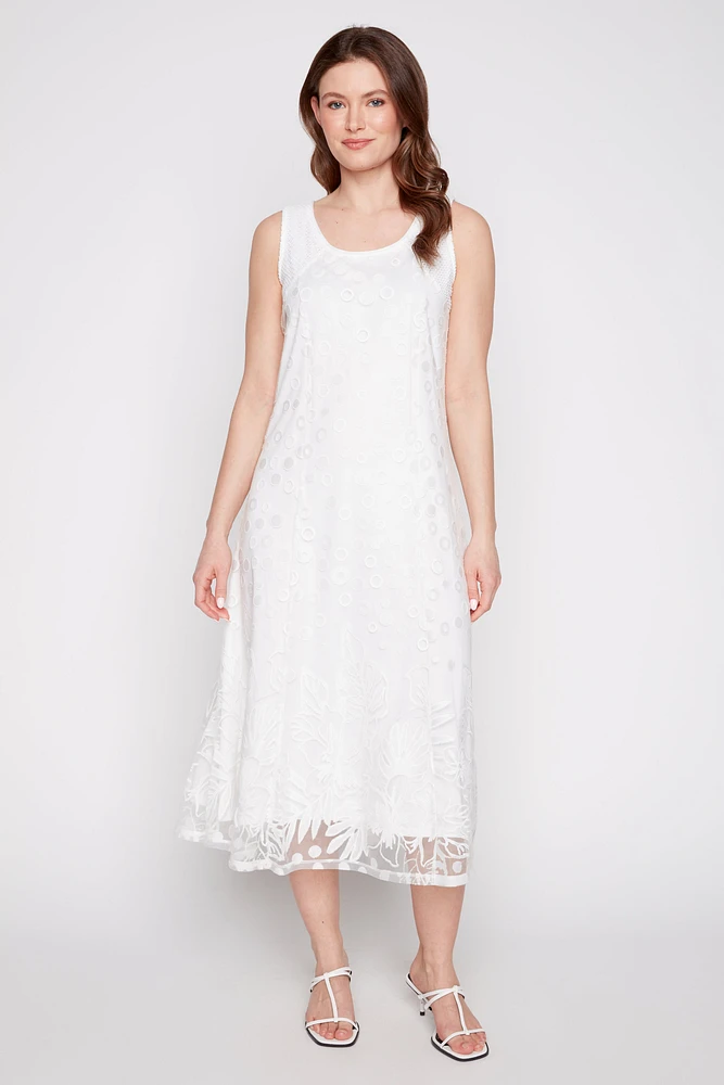 Solid a-line mesh dress