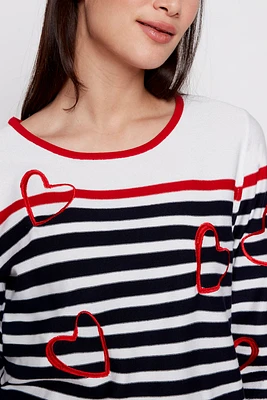 Stripe and heart sweater