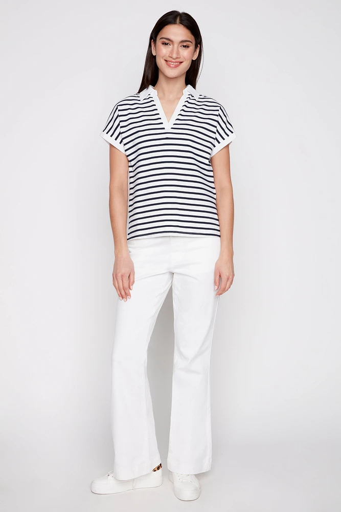 Striped cotton polo