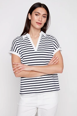 Striped cotton polo