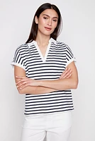 Striped cotton polo