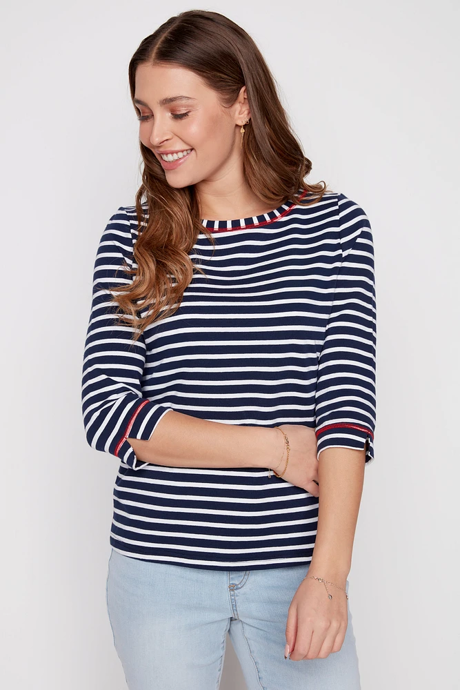 Stripe cotton t-shirt