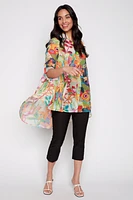 Printed chiffon tunic blouse