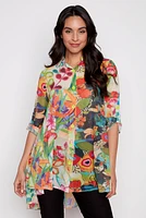 Printed chiffon tunic blouse
