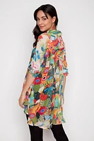 Printed chiffon tunic blouse