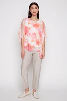 Printed chiffon poncho top
