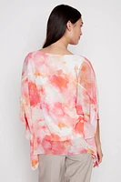 Printed chiffon poncho top