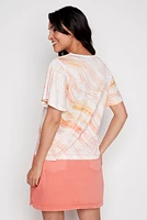 Crochet trim printed top