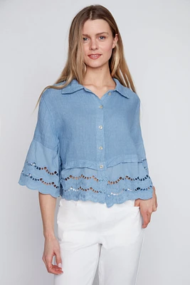 La blouse en lin à ourlet crocheté