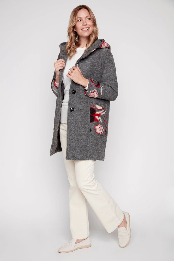 Boiled wool embroidered coat