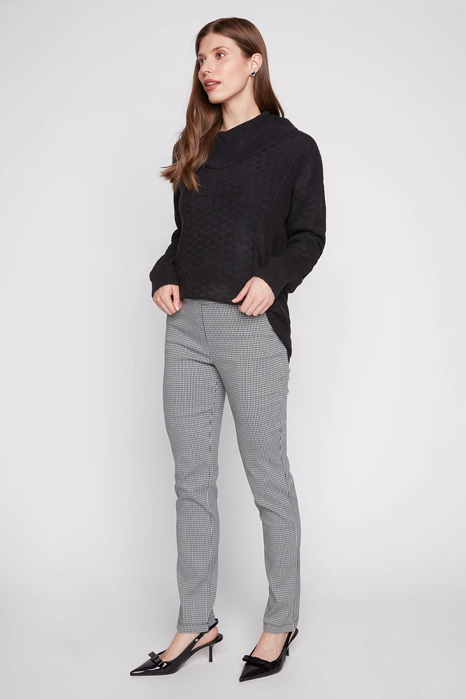 Mini houndstooth slim leg pant