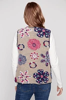 Floral embroidery boiled wool vest