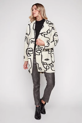 Face print boiled wool jacket