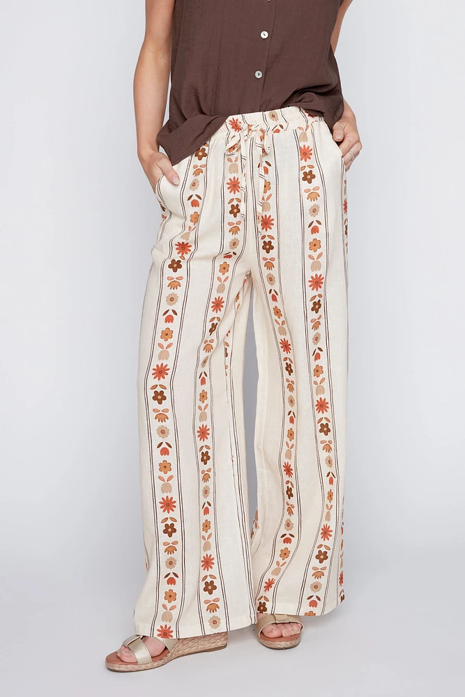 Le pantalon palazzo en lin imprimé
