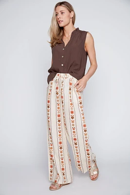 Le pantalon palazzo en lin imprimé