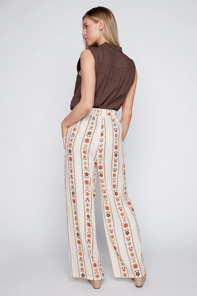 Le pantalon palazzo en lin imprimé